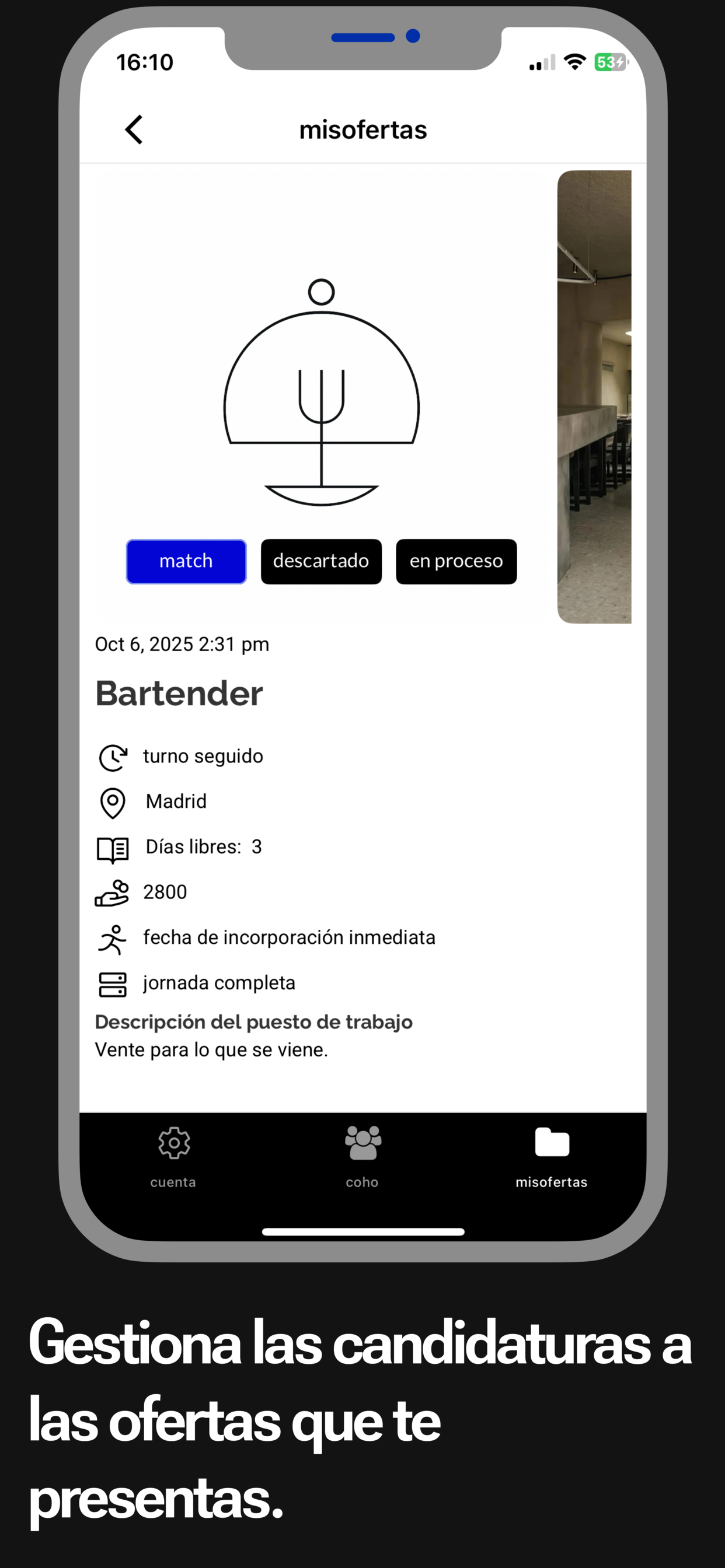 COHO App - Gestiona tus candidaturas a ofertas de empleo en hostelería